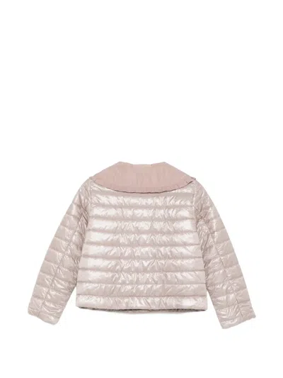 Herno Ruffled Quilted Jacket In Brown