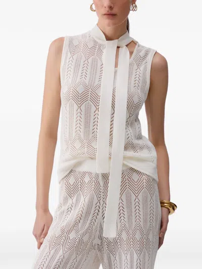 Liu •jo Beige Openwork Cut-out Bow Sweater In Neutral