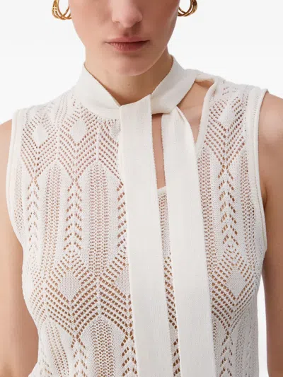 Liu •jo Beige Openwork Cut-out Bow Sweater In Neutral