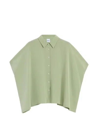 Aspesi Silk Crepe De Chine Shirt In Green