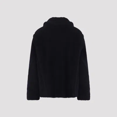 Max Mara Alpaca Wool Jacket Collared Design Front Pockets In Black