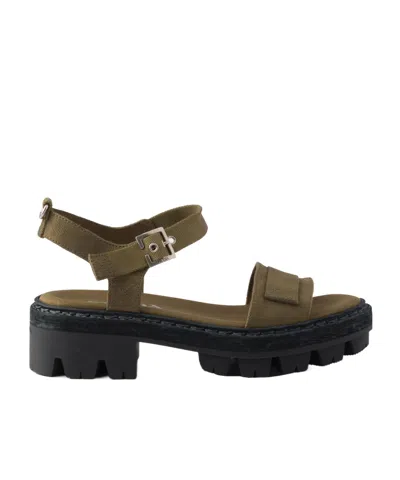 Prada Platform Sandals Ankle Strap Canvas Upper In Green