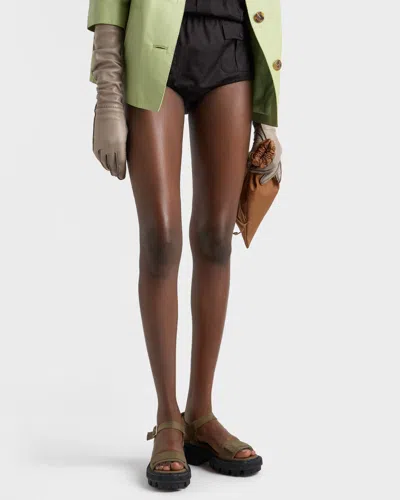 Prada Platform Sandals Ankle Strap Canvas Upper In Green