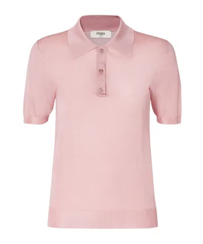 Fendi Slim-fitting Polo Shirt-style Jumper In Pink