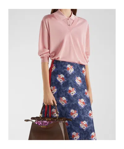 Fendi Slim-fitting Polo Shirt-style Jumper In Pink