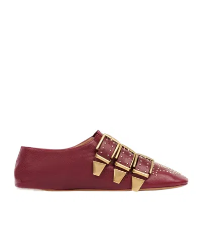 Chloé Susan Ballerinas Pointed Toe Studded Detail In Red