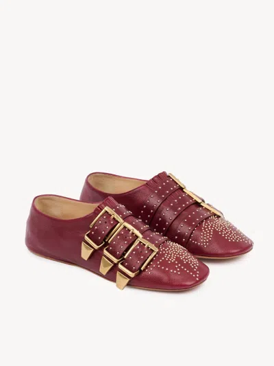 Chloé Susan Ballerinas Pointed Toe Studded Detail In Red