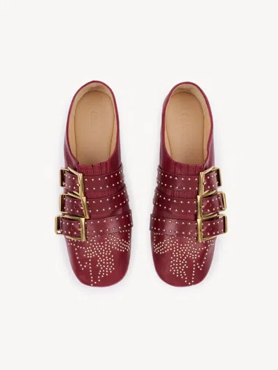 Chloé Susan Ballerinas Pointed Toe Studded Detail In Red