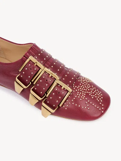 Chloé Susan Ballerinas Pointed Toe Studded Detail In Red