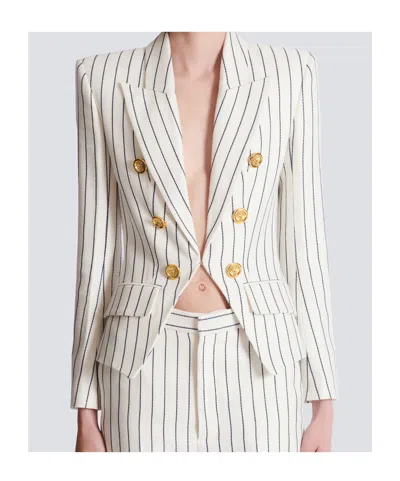 Balmain 6-button Pinstripe Jacket In Multi