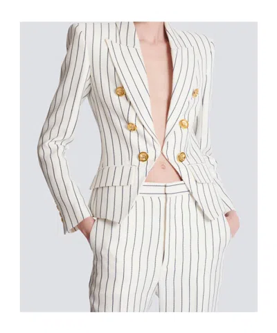 Balmain 6-button Pinstripe Jacket In Multi