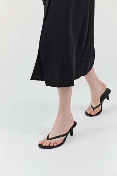 St Agni Woven Thong Heeled Sandal In Black