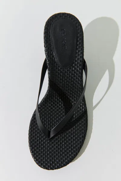 St Agni Woven Thong Heeled Sandal In Black
