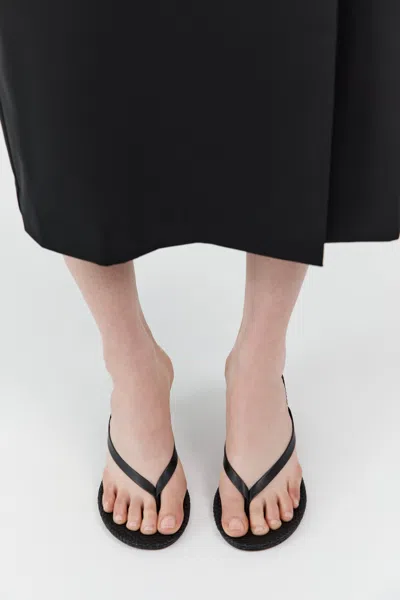 St Agni Woven Thong Heeled Sandal In Black