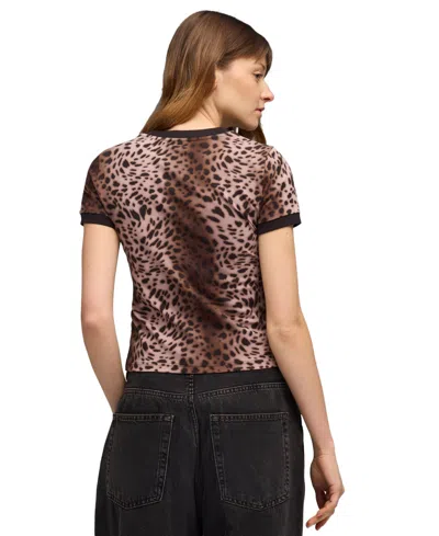 Puma Essentials Bedazzled Rhinestone Embellished Leopard Print Cotton Graphic T-shirt In Brown