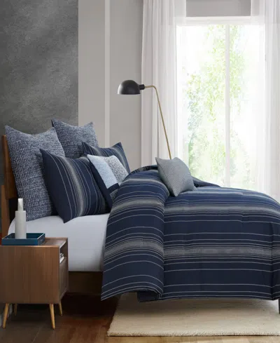 Perry Ellis Harper Striped 3-pc. Comforter Set, Full/queen In Blue