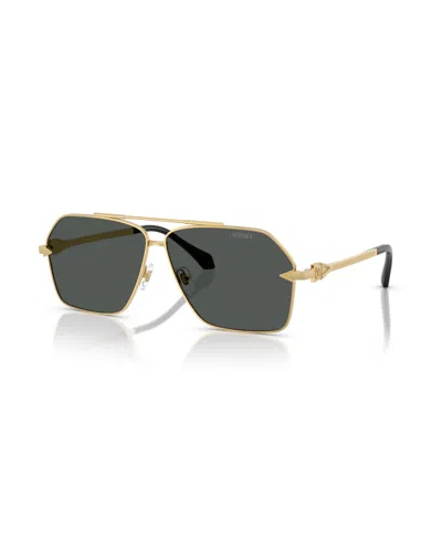 Versace Rectangular Frame Sunglasses In Gray