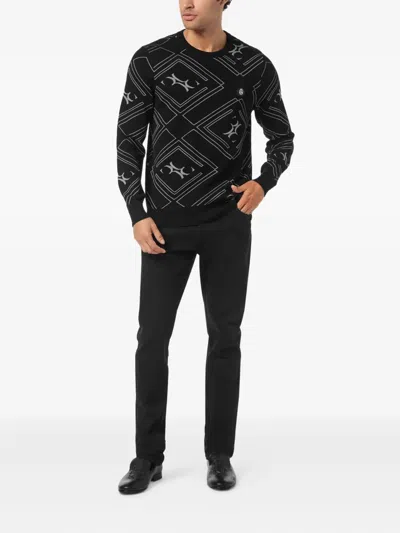 Billionaire Geometric-pattern Crew-neck Sweater In Gray