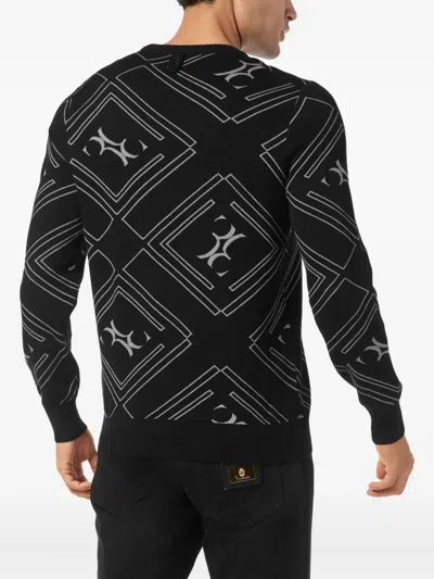 Billionaire Geometric-pattern Crew-neck Sweater In Gray