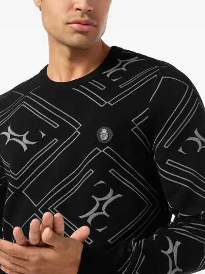 Billionaire Geometric-pattern Crew-neck Sweater In Gray