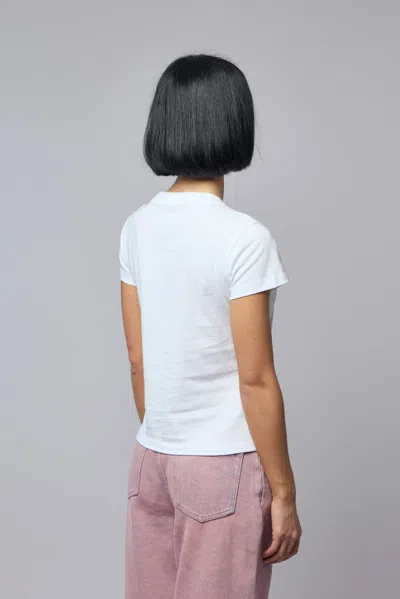 Ganni Cotton Crew Neck Graphic Print T-shirt In White