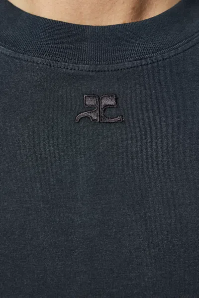 Courrèges Black Solarized Oversized T-shirt In Black