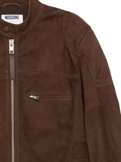 Moschino Biker Jacket In Brown