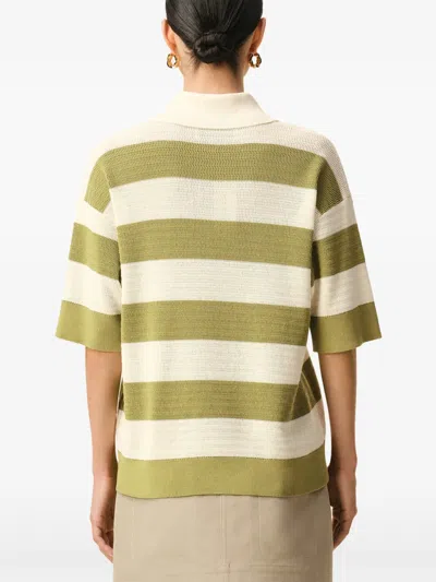 Ami Alexandre Mattiussi Ami Paris Ami De Coeur Striped Cotton Knit Polo Shirt In Brown
