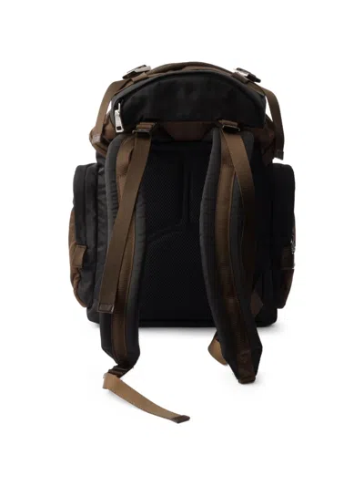 Prada Trim Leather Backpack In Brown
