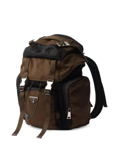 Prada Trim Leather Backpack In Brown