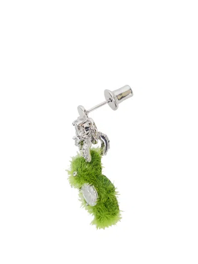 Yvmin Grass Flower Bear Stud Earrings In Metallic