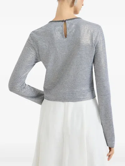 Brunello Cucinelli Striped-pattern Lamé Top In Multi