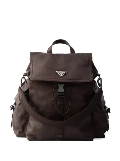 Prada Explore Leather Backpack In Brown