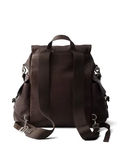 Prada Explore Leather Backpack In Brown