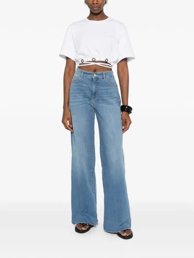 Pinko Eyelet Drawstring T-shirt In White