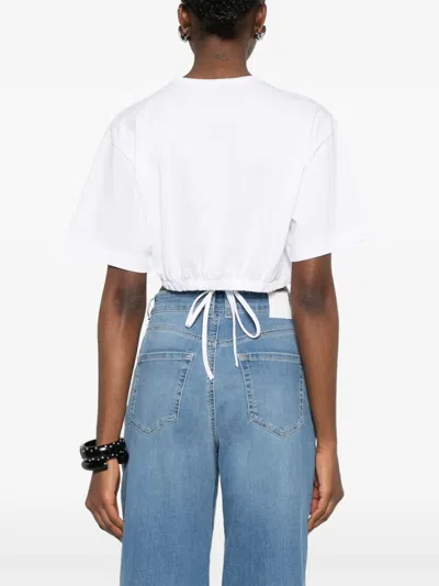 Pinko Eyelet Drawstring T-shirt In White