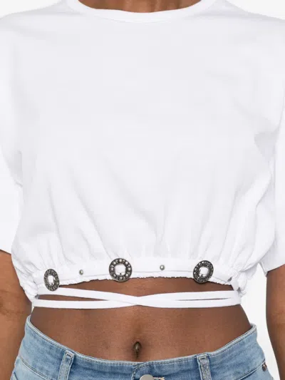 Pinko Eyelet Drawstring T-shirt In White