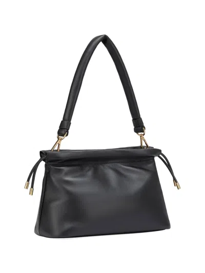 Potamy Drawstring Leather Shoulder Bag In Black
