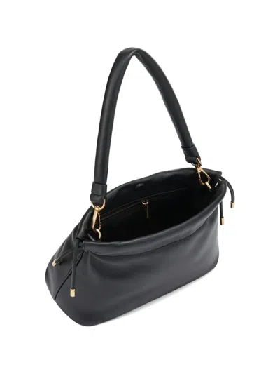 Potamy Drawstring Leather Shoulder Bag In Black