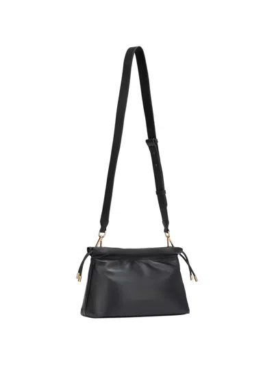 Potamy Drawstring Leather Shoulder Bag In Black