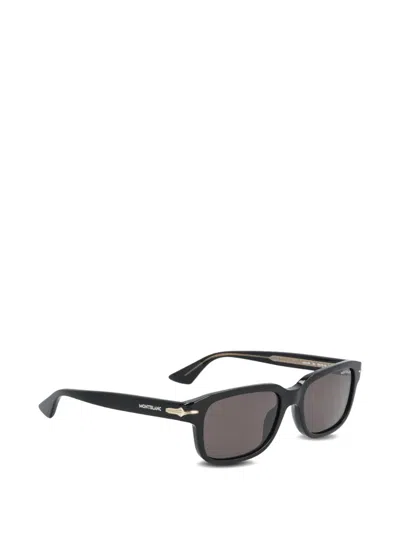 Montblanc Nib Rectangular-frame Sunglasses In Black