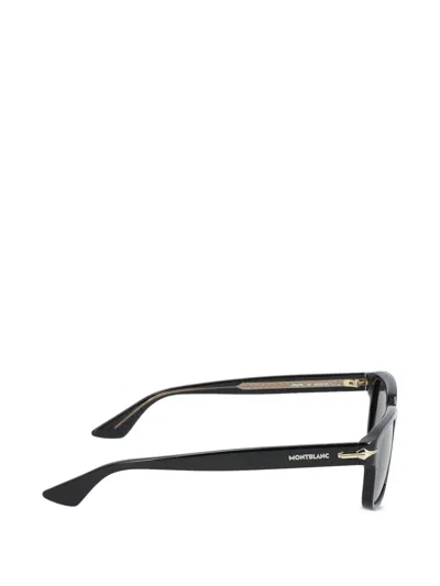 Montblanc Nib Rectangular-frame Sunglasses In Black