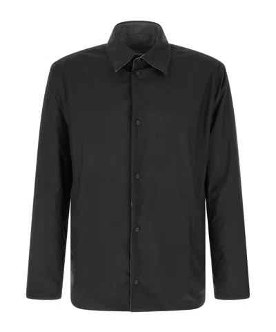 Herno Reversible Patch-pocket Overshirt In Black
