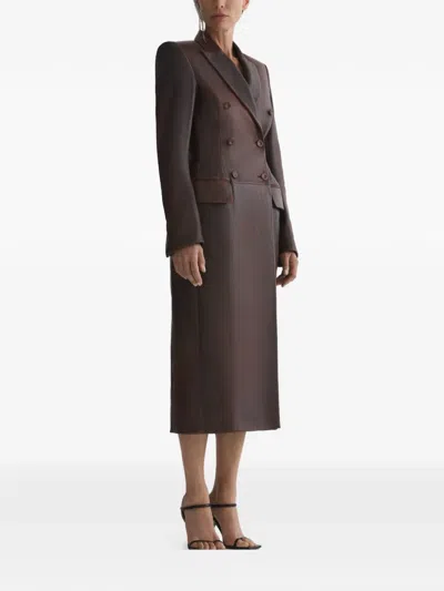 Mugler Double-breasted Jacket Coat In Brown