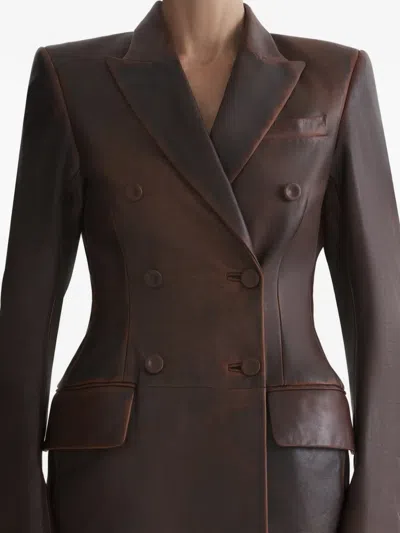 Mugler Double-breasted Jacket Coat In Brown
