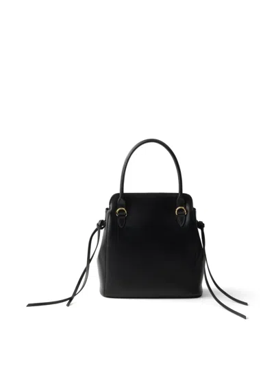 Prada Carry Mini Leather Handbag In Black