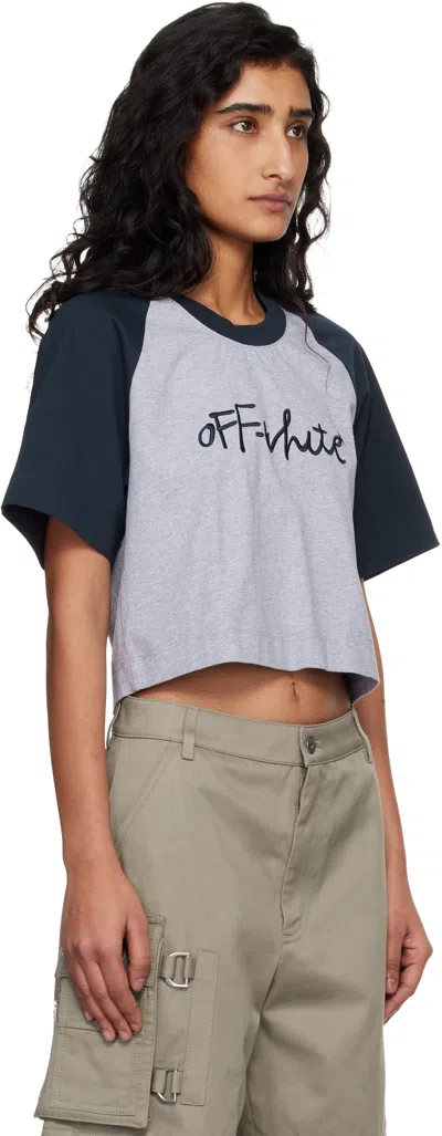 Off-white Gray & Navy 'ow' Embroidered Script T-shirt In Gray