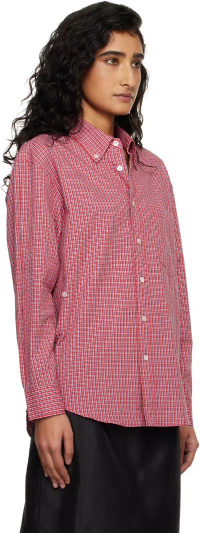 Dunst Oversized Button Down Checked Shirt Red Check In Red