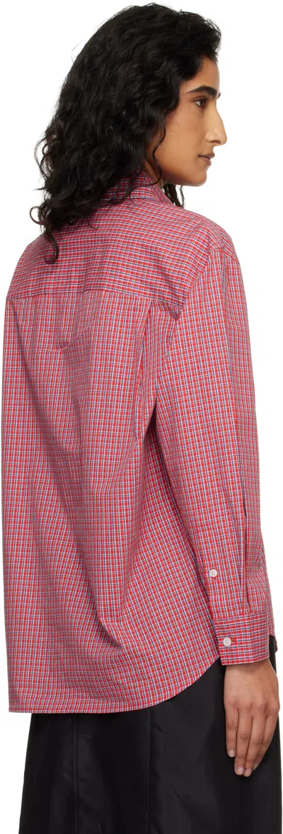 Dunst Oversized Button Down Checked Shirt Red Check In Red