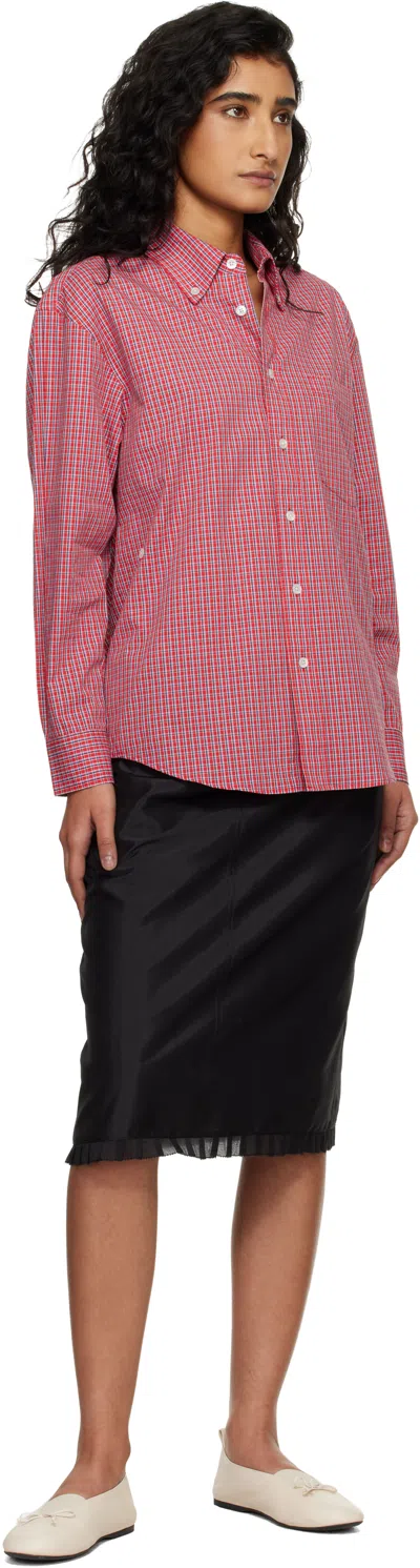 Dunst Oversized Button Down Checked Shirt Red Check In Red